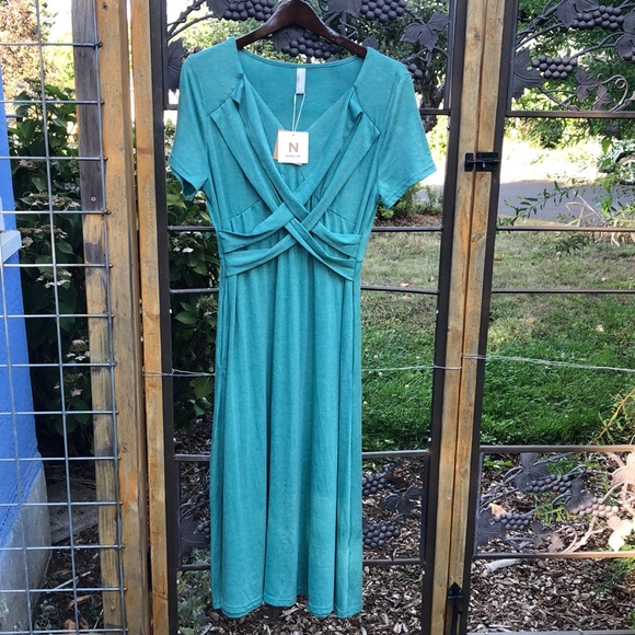 Nora Cora sea green jersey midi dress size L - Picture 1 of 7